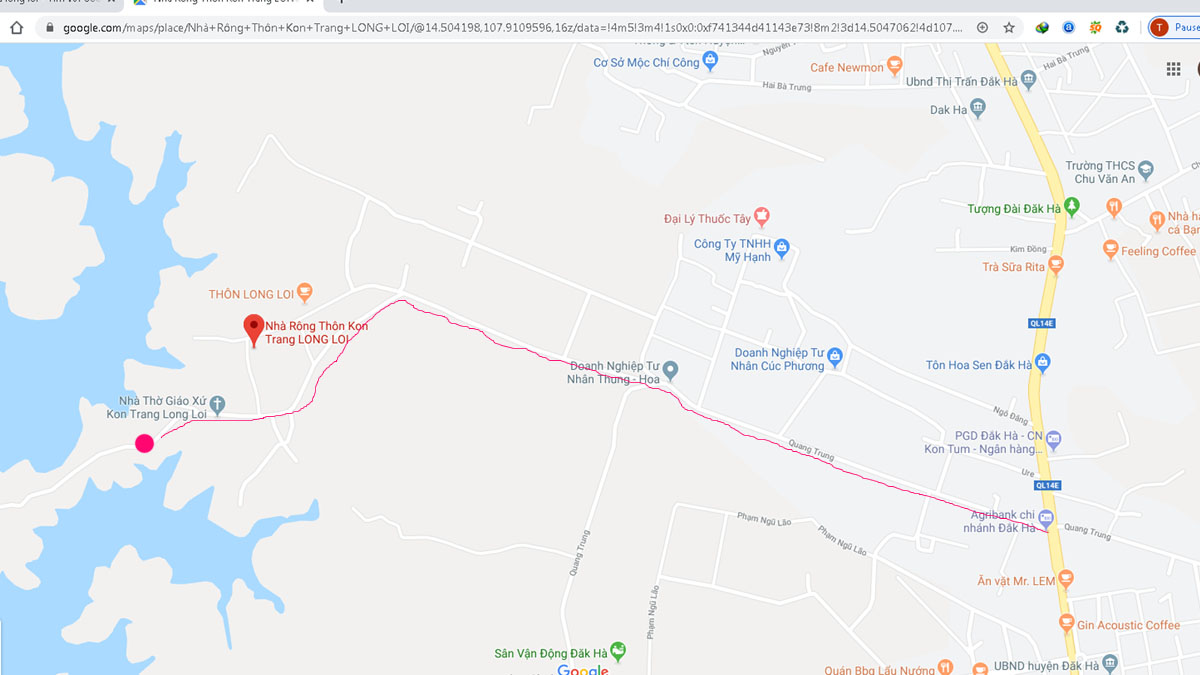 Bản đồ đường đi vườn hoa Long Loi Đak Hà Kon Tum
