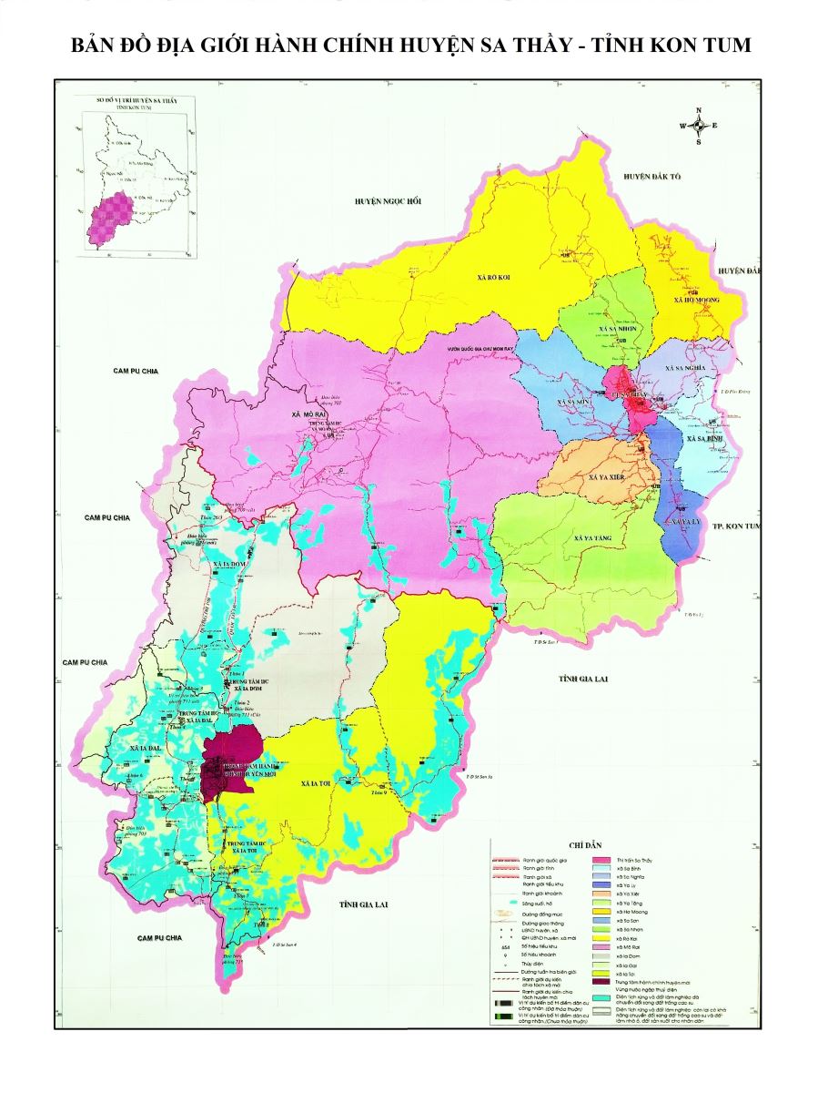 Bản đồ hành chính vị trí địa lý huyện Sa Thầy Kon Tum Map