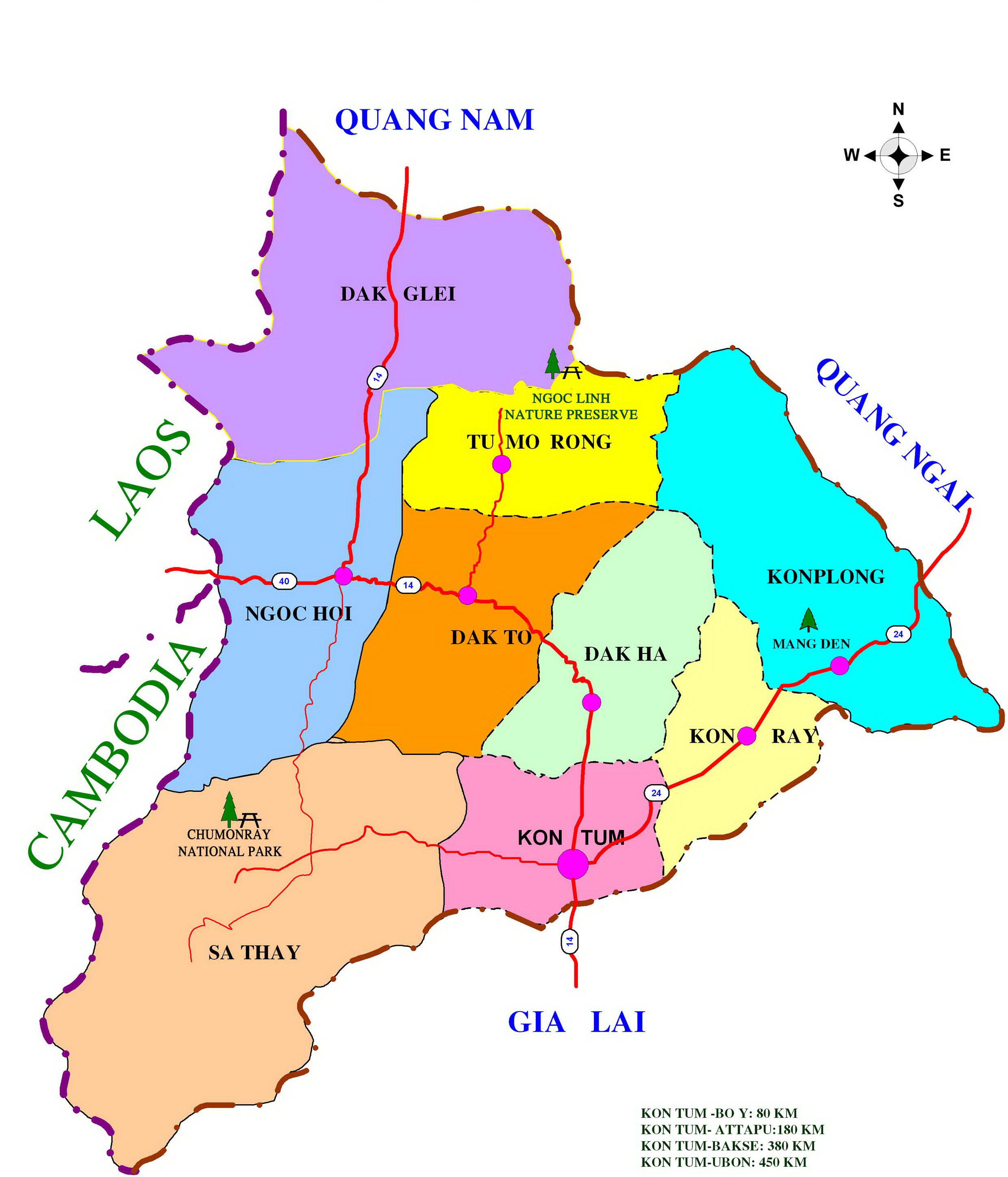 Bản đồ địa giới hành chính Kon Tum