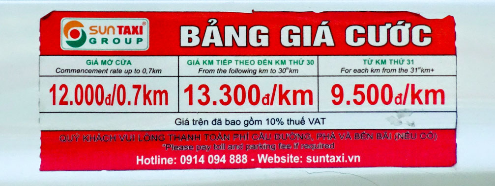Bảng giá cước Sun Taxi Kon Tum